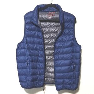 Hawke & Co. Down Packable Zip Up Lightweight Vest Blue & Gray Men's Size Large